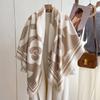 Thicken Women's Winter Scarf Cashmere Shawl Camellia Scarf Simple Cashmere Scarf Autumn
