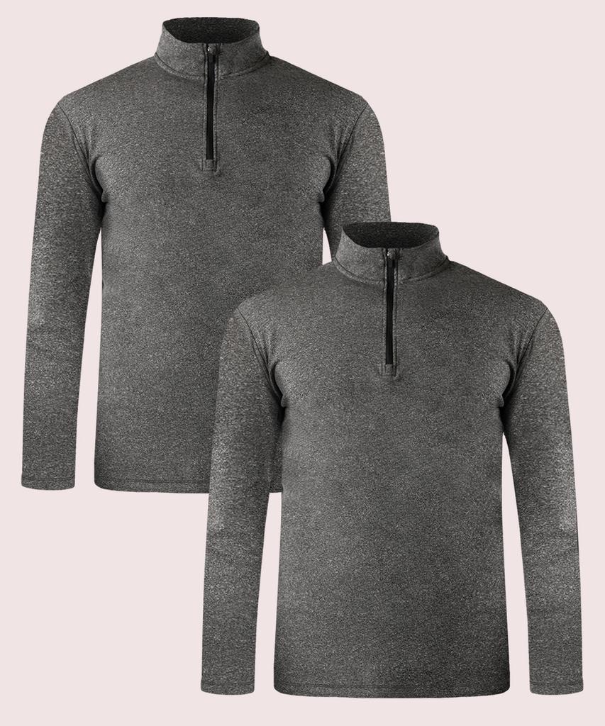 ARMEDES [2Pack] Men'S Functional Turtleneck Zip-Up Long Sleeve Fleece-Lined Top Ar-31 (3 Colors)
