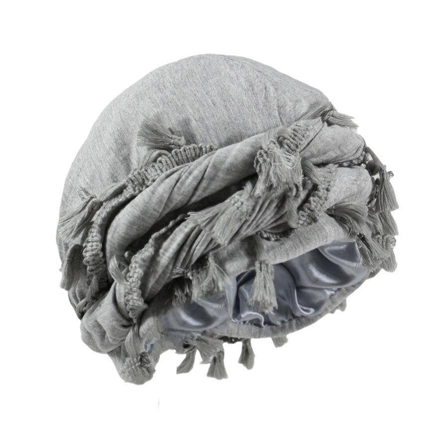 Tassel Durag Satin Lined Skull Cap, Soft Cotton Pirate Head Wrap, Adjustable Fringe Tassel Bandana, Hip Hop Hair Protection Bonnet for Men Women