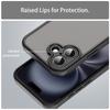 For iPhone 16 Case Drop Proof Airbags Frosted Translucent PC + TPU Phone Back Cover - Black