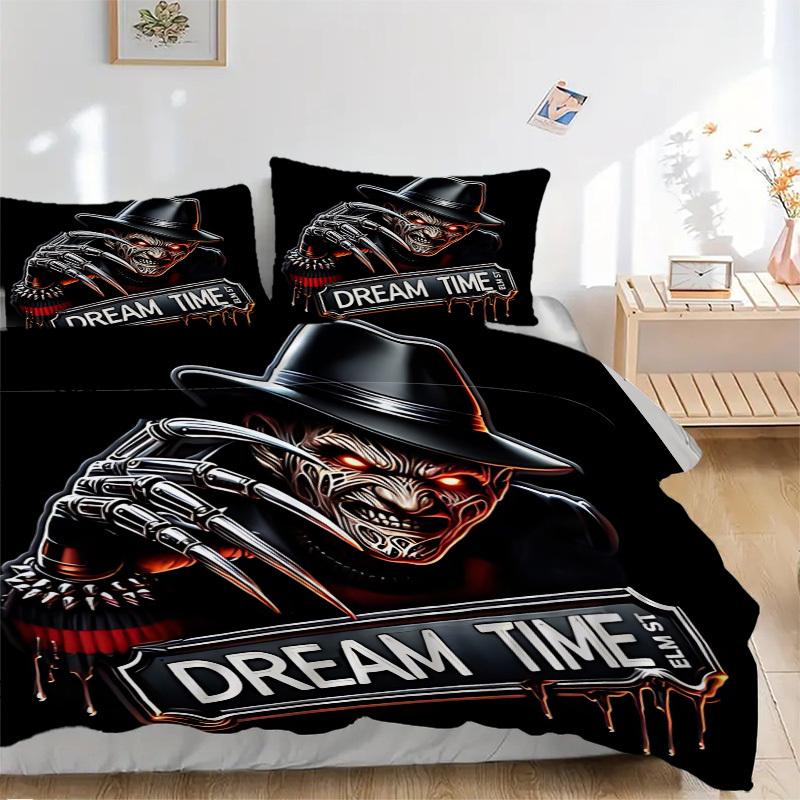 3pcs A Nightmare on Elm Street Bedding Set, Soft Polyester Duvet Cover and Pillowcases Machine Washable Seasons all suitable 68