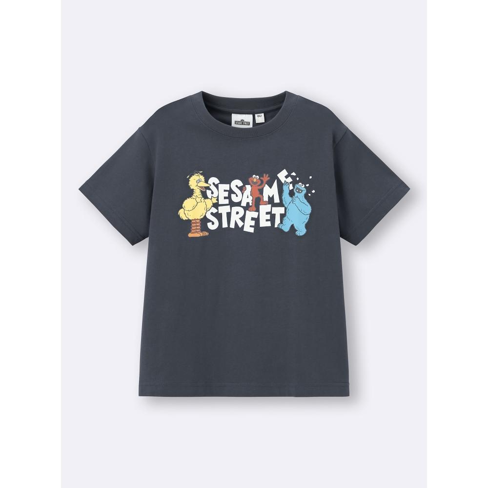 GU by Uniqlo Детская футболка-поло унисекс с рисунком Sesame sT