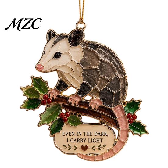 Christmas Window Hanging Ornaments Faux Stained Glass Ornaments, 2D Hummingbird Dachshund Highland Cow Party Decorations for New Year Decoration