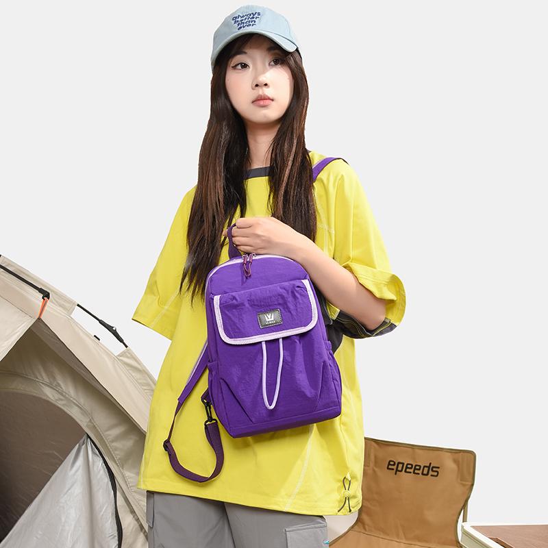 Waterproof Backpack with Front Pocket Nylon Solid Color Casual Backpack