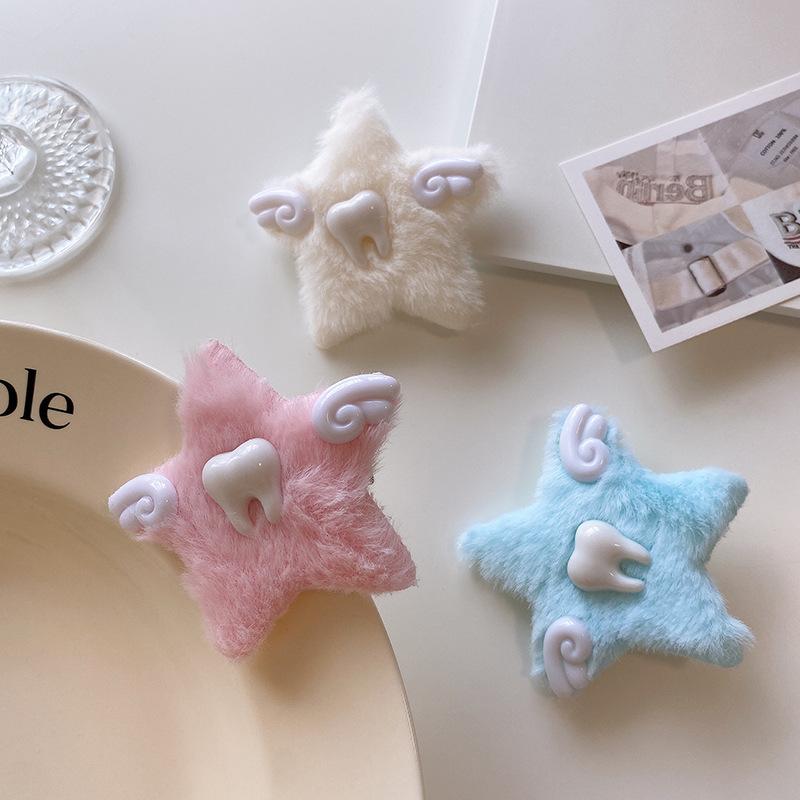 Новые маленькие зубы, крылья ангела, звезда, открытка для волос, субкультурный стиль Гендзюку, плюшевый головной убор с пятиконечной звездой, милая заколка для волос