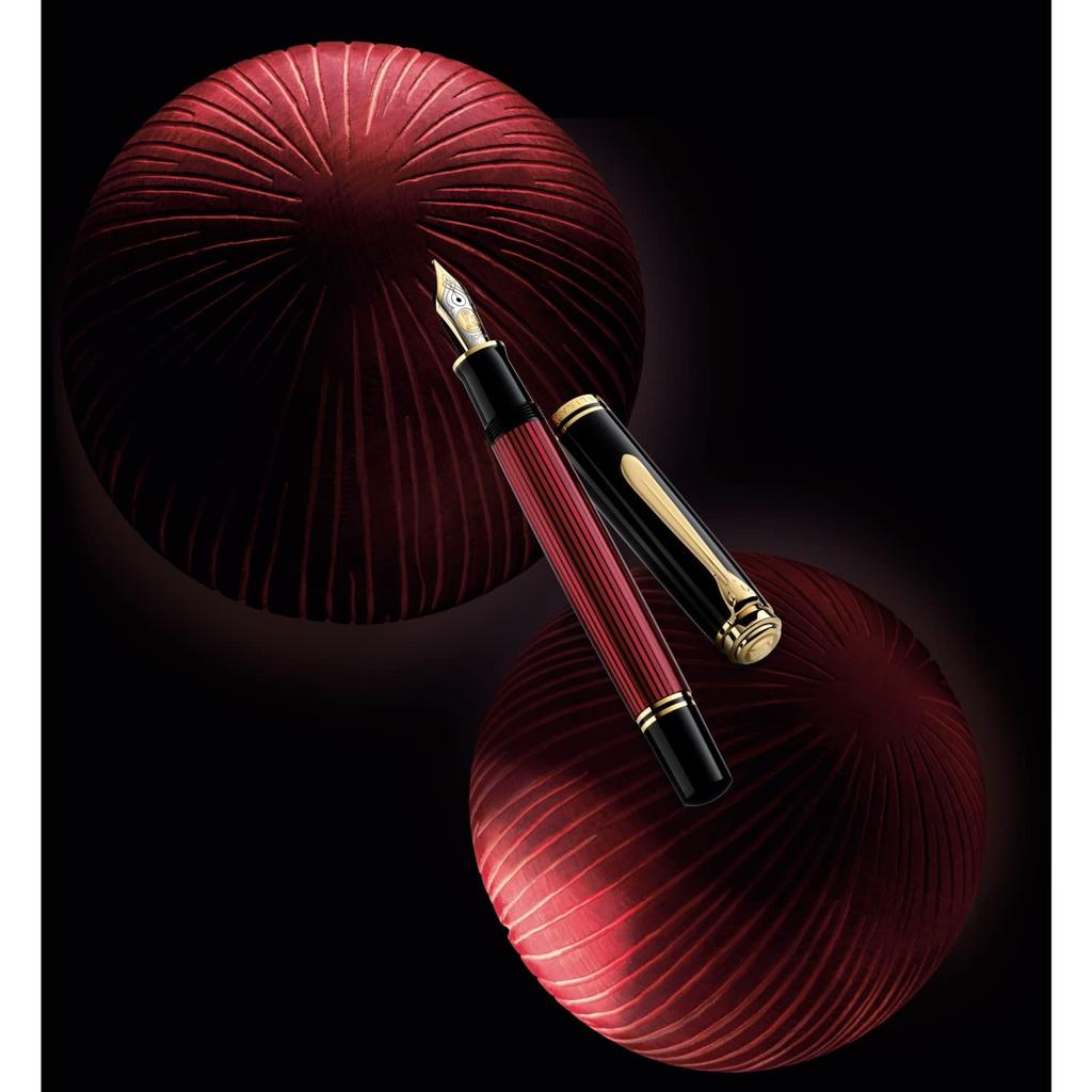 Pelikan Pelikan Fountain Pen F Fine Point Souveraine Red Stripe M800 Genuine Imported Product