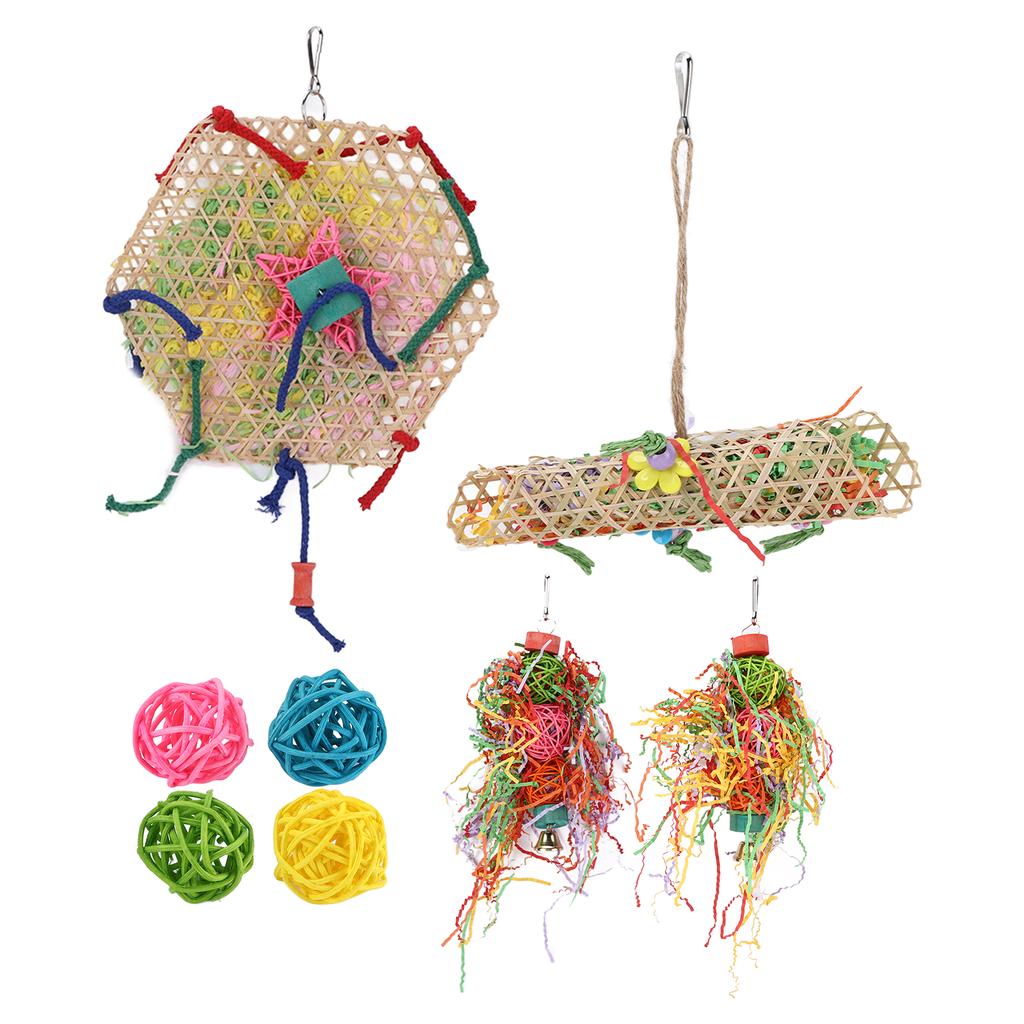 Bird Chewing Toys Bird Colorful Foraging Shredder Toy with Swing for Small Medium Parrots