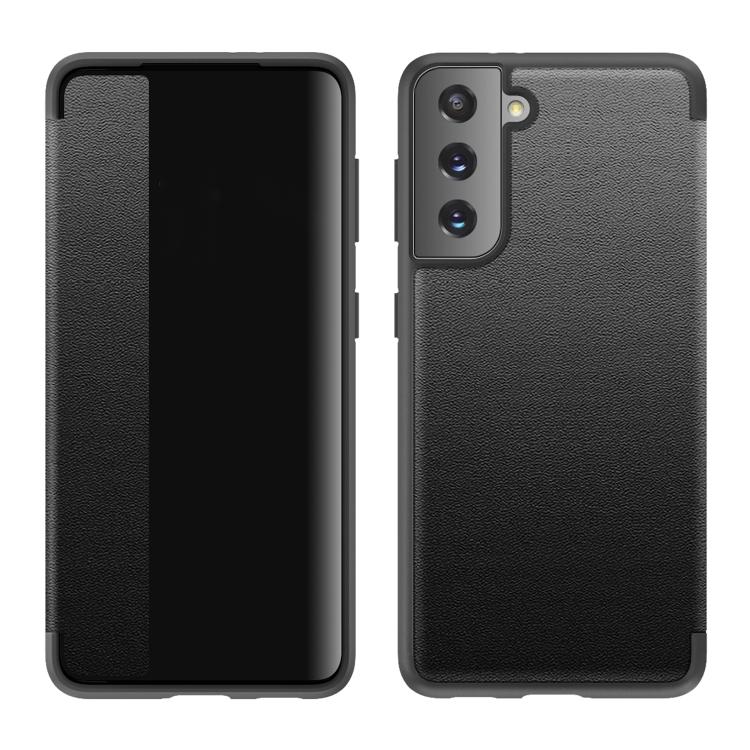 Для Samsung Galaxy S21 5G Магнитный боковой вид окна противоударный горизонтальный флип кожаный чехол