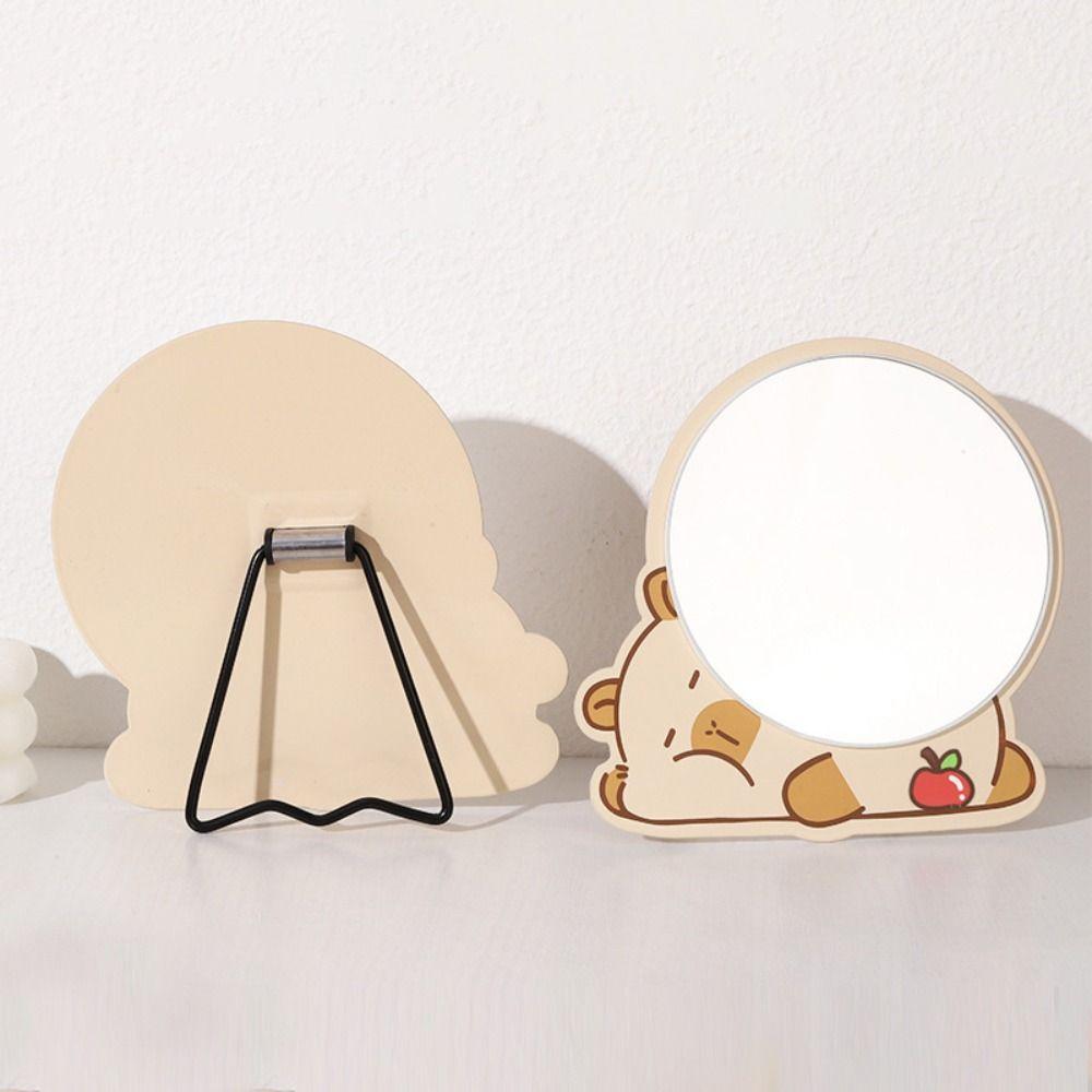 Cartoon Standing Makeup Mirror Adjustable Desktop Makeup Mirror Portable Single-sided Mirror  Gift