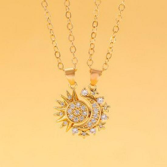 Набор колец, ожерелья и браслета «Солнце и Луна» с бриллиантами, которые можно носить вместе - Европейский и Американский стиль