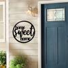 12in Black Metal "Home Sweet Home" Sign Elegant Wall Decor with Flowers Stylish Living Room & Bedroom Wall Art Room Decoration