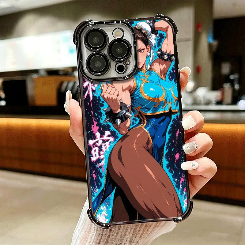 ChunLi S-Street F-FighterS Plating Phone Case For Iphone 16 17 Pro Max Air 16E 14 15 Plus 12 13 Mini Anti-Fall Airabag Cover