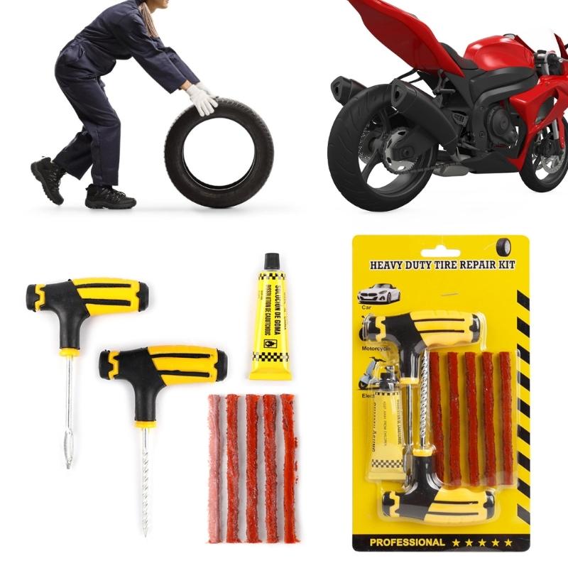 Автомобильный набор для ремонта шин Инструмент для ремонта проколов Автомобиль Мотоцикл Велосипед Прочный набор для ремонта бескамерных шин Набор инструментов с заклепками