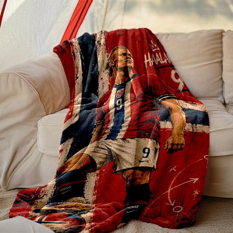 1pc Easy-Care Erling Haaland Blanket, Perfect for Couch, Bed, Home, Travel & More, Warm & Durable Printed Blanket