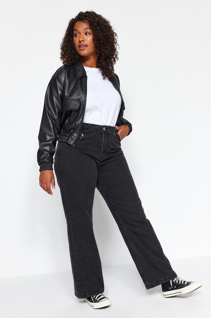 Женские синие джинсы широкого кроя больших размеров