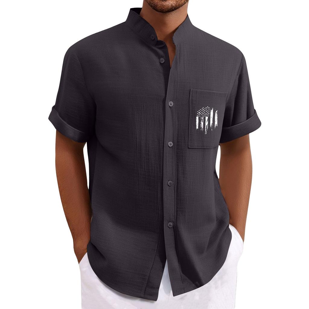 Men'S Casual Loose Short Sleeved Printed Shirt With Fashionable Top