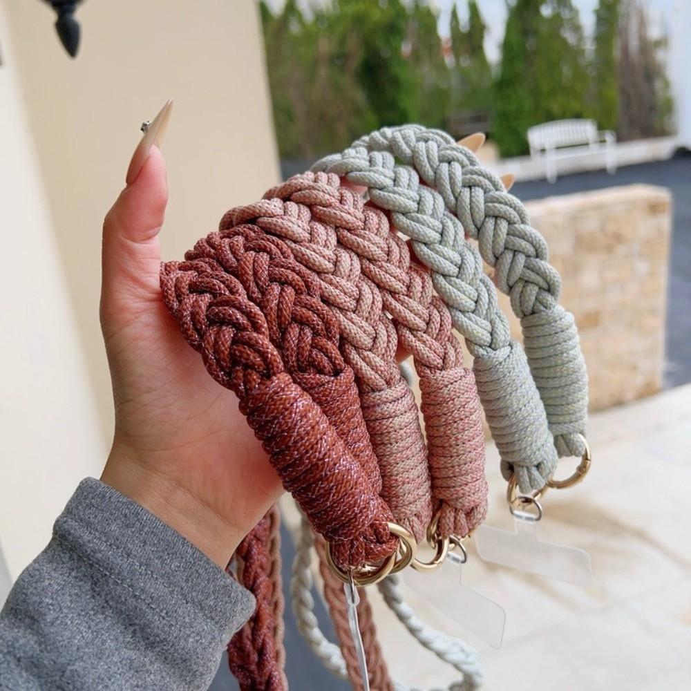 Macrame Woven Phone Lanyard Clear TPU Connector Neck Phone Strap Phone Keychain Strap for Phones