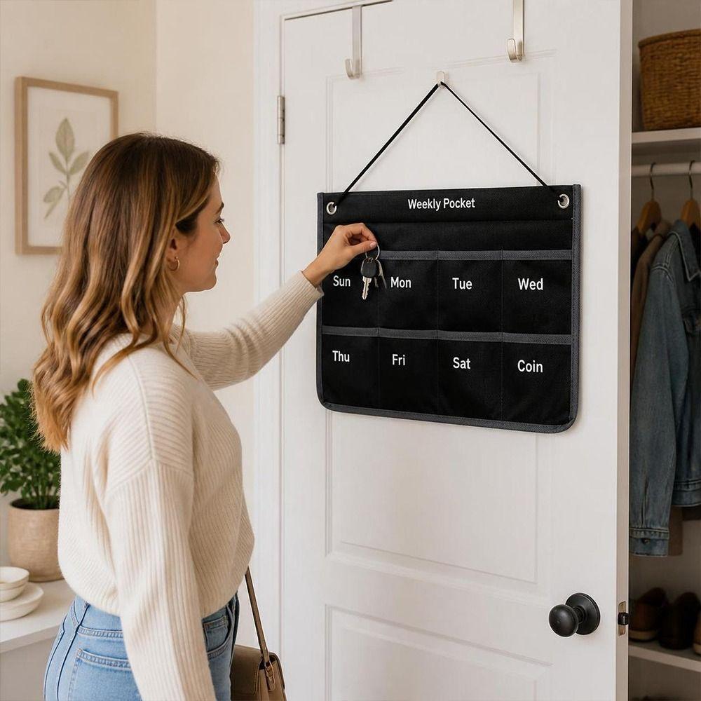 Wall Hanging Monthly Money-saving Calendar Nonwoven Fabric Hanging Bag with Calendar Home Office