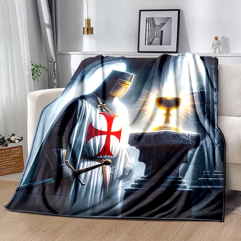 1pc Blanket Knights Templar1 Print Design, Lightweight Blanket for Sofa, Bed- Soft &Warm, Gift for All Seasons like Christmas, Halloween