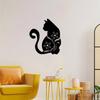 1 шт. Черный Кот Металлическое Настенное Искусство Цветочные Акценты Домашний Декор 15,74 Дюйма для Гостиной Спальни Кухни Улицы Декор Кошки