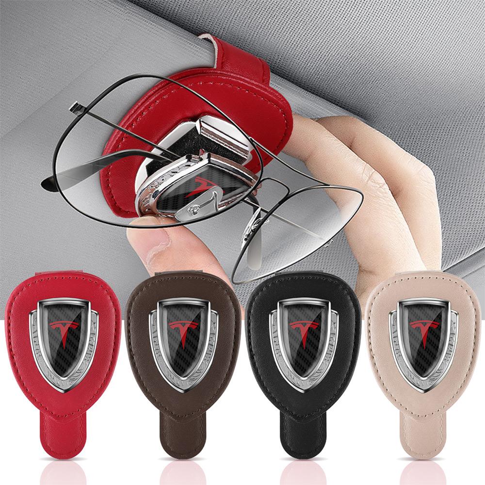 CGYJL1 Car Portable Glasses Holder Storage Clip Auto Interior Accessories For Tesla Model 3 Y S X Roadster Cybertruck Juguete SpaceX