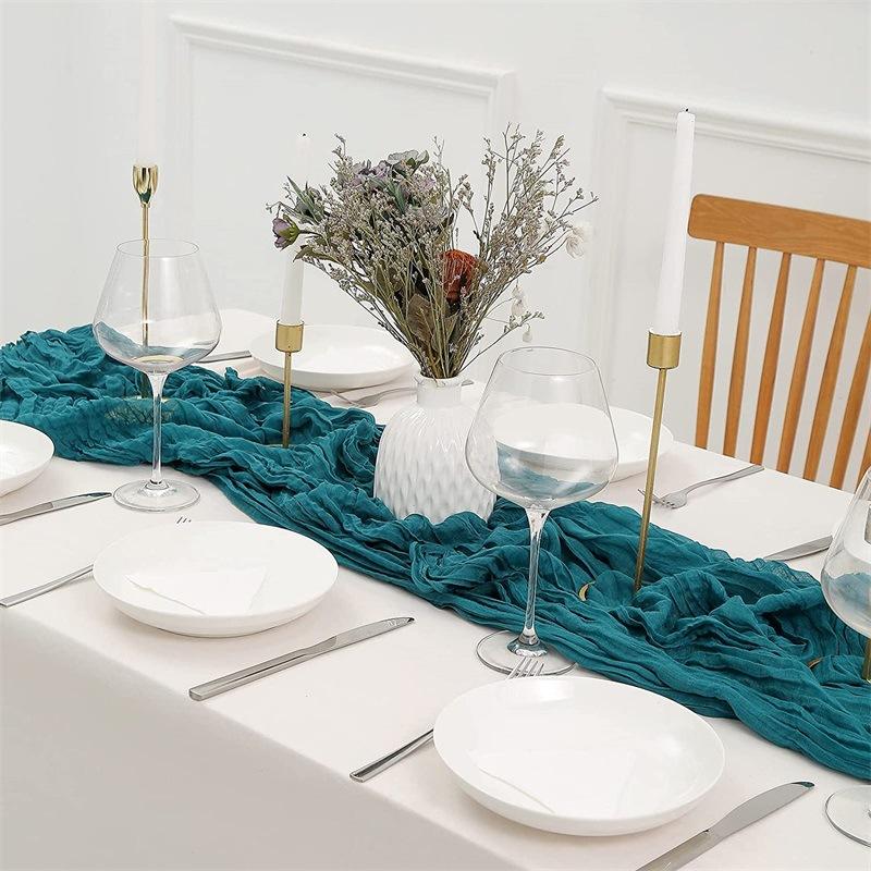 20/10/6Pcs Voile Wedding Decorations Table Runner Rustic Boho Gauze Crepe for Home Birthday Christmas Holiday Bridal Shower
