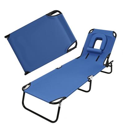 Прочная складная походная раскладушка для взрослых – Раскладывающийся шезлонг с отверстием для лица, регулируемый по высоте в 4 положениях, со съемной подушкой, для пляжа