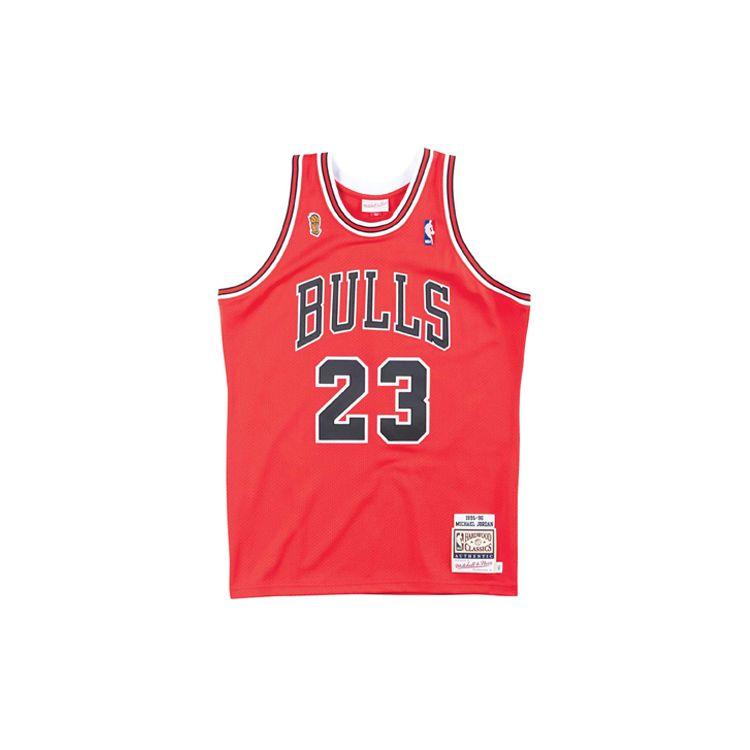 Mitchell & Ness Chicago Bulls Выездная форма Финала 1995-96 Майкл Джордан Аутентичная майка Алый Унисекс Уличная одежда AJY4GS18075-CBUSCAR95MJO
