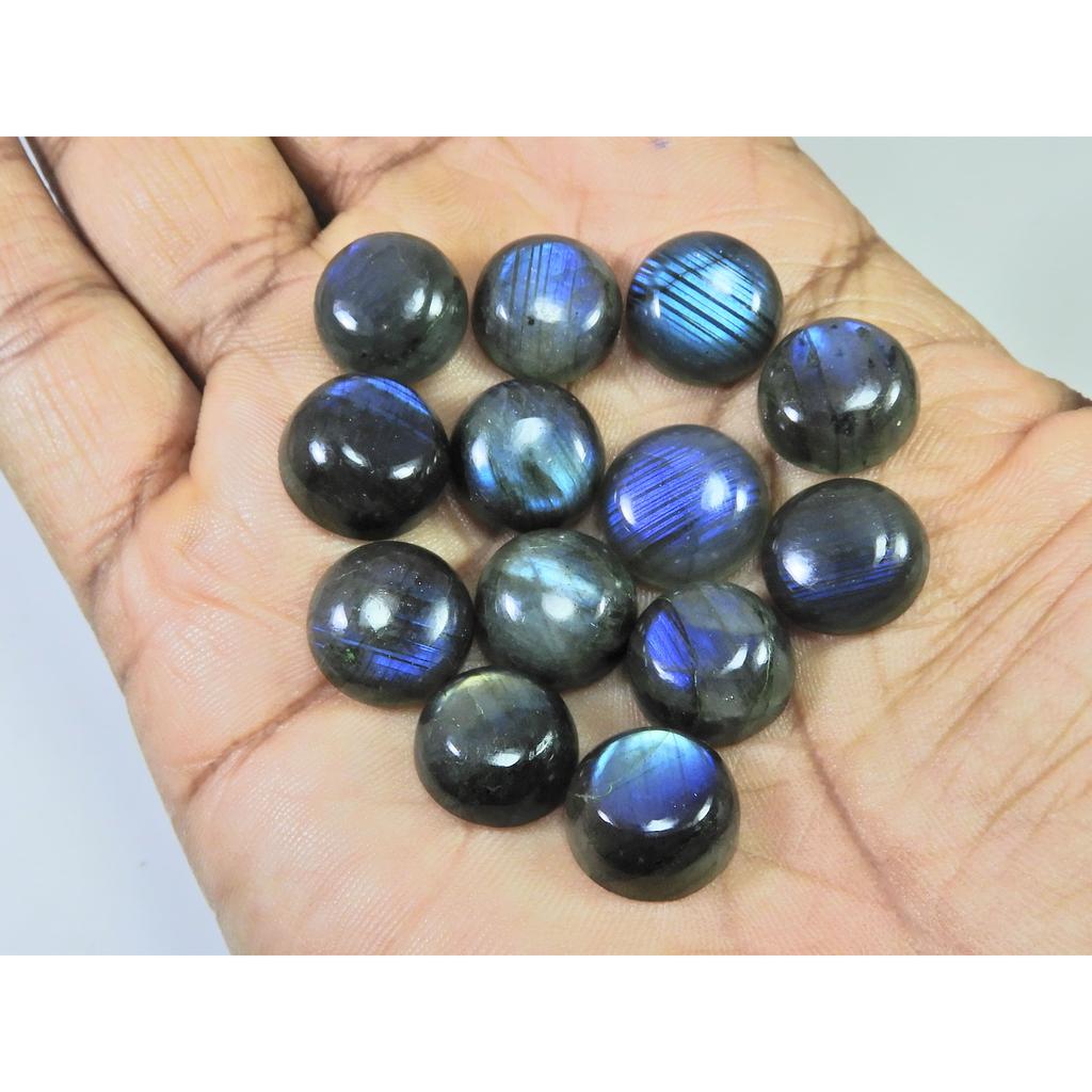 13X13MM Natural Labradorite Blue Round Cabochon Loose Gemstone 13Pcs Lot C-1034