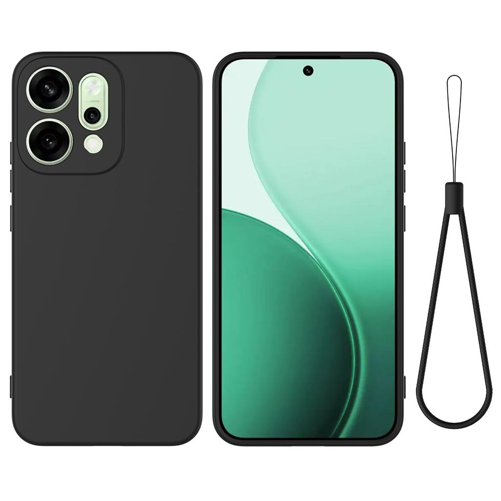 For Oppo Reno14 5G (China)/Oppo Reno14 5G (Global) Liquid Silicone Case Phone Back Cover with Hand Strap