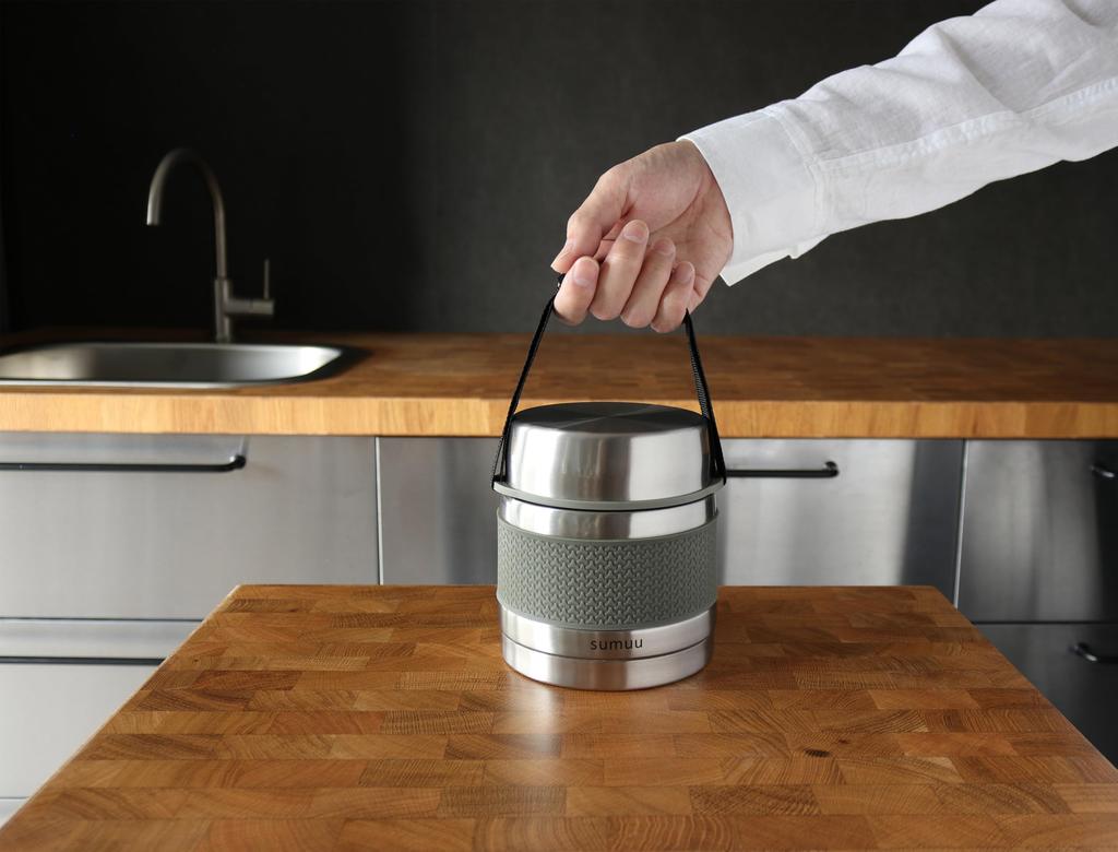 Estale Food Vacuum Insulated Stainless Steel with Perfect for Side and Stylish Moss by sumuu Jar, Double-Walled Insulated, Bottle/Pot Tray, Rice,