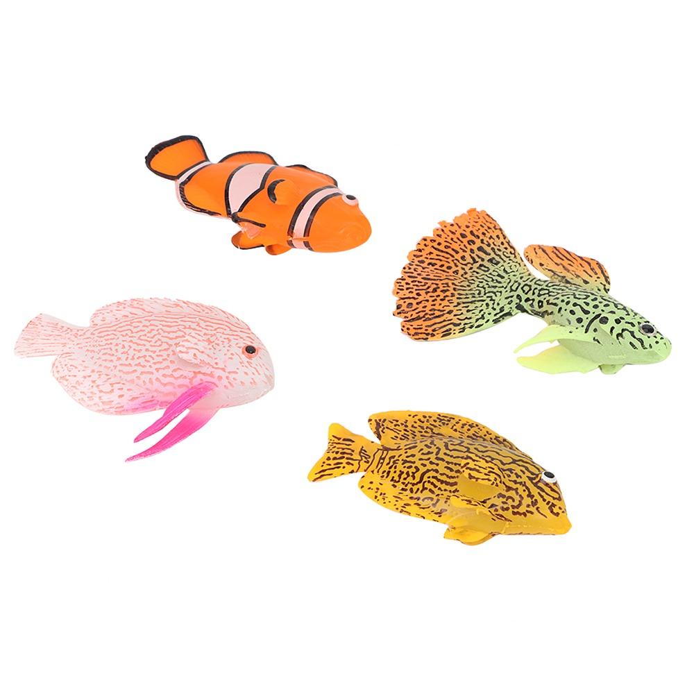 4PCS Set Silicone Aquarium Artificial Fake Fish Lifelike Fish Tank Ornament Luminous Fish Aquarium