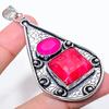 Ruby Natural Gemstone Handmade 925 Sterling Silver Pendant 2.96" Z7v64