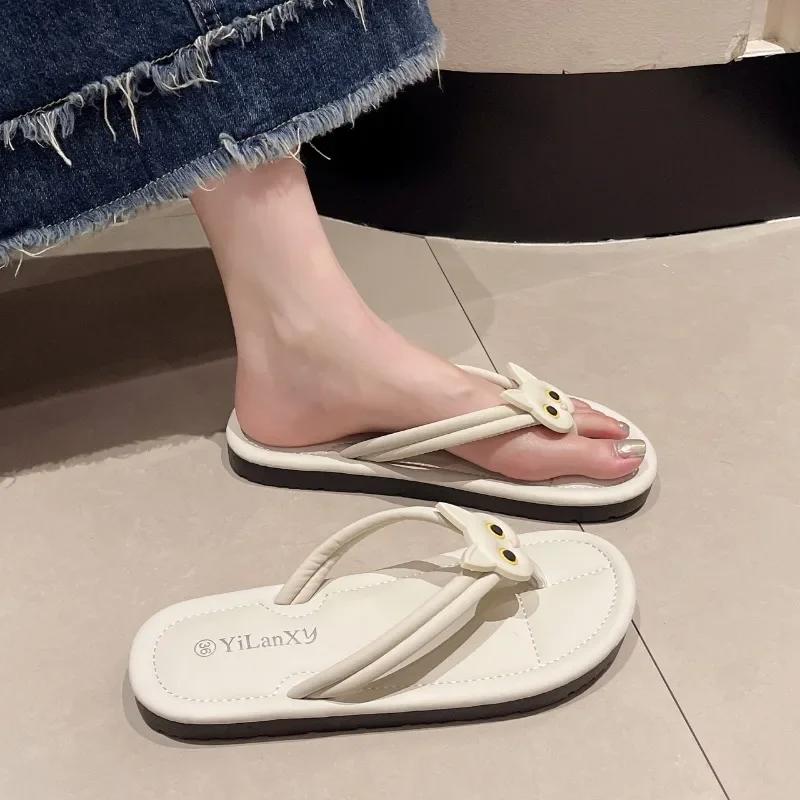 2024 New Fashion Drag Women's Summer Fashion Wear-resistant Soft Sole Thickened Wedge Drag Simple Korean Style Beach Sandals