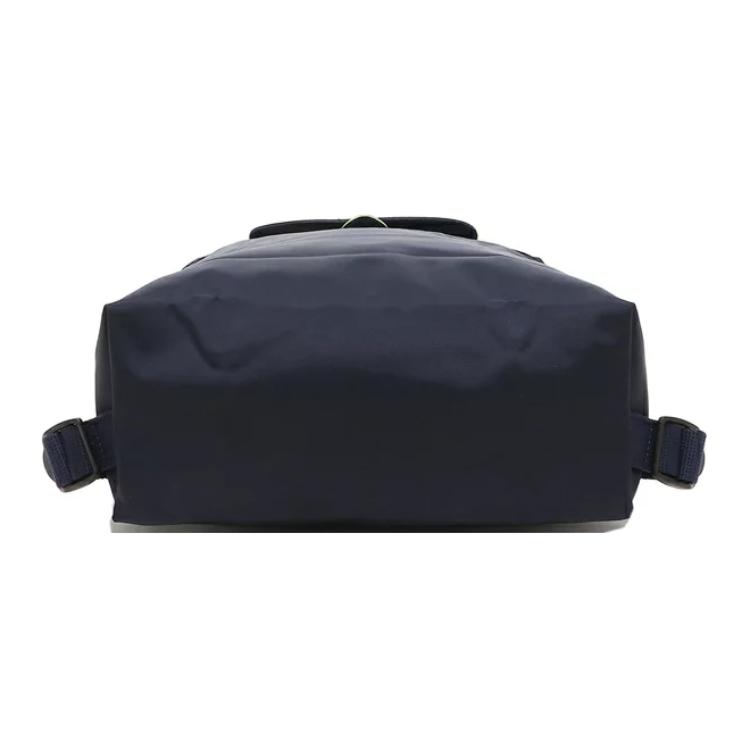 Longchamp Le Pliage Green 26 Однотонный Рюкзак на кнопке-молнии Мягкий переработанный холст с кожаной отделкой Женский рюкзак Темно-синий 1699919P68