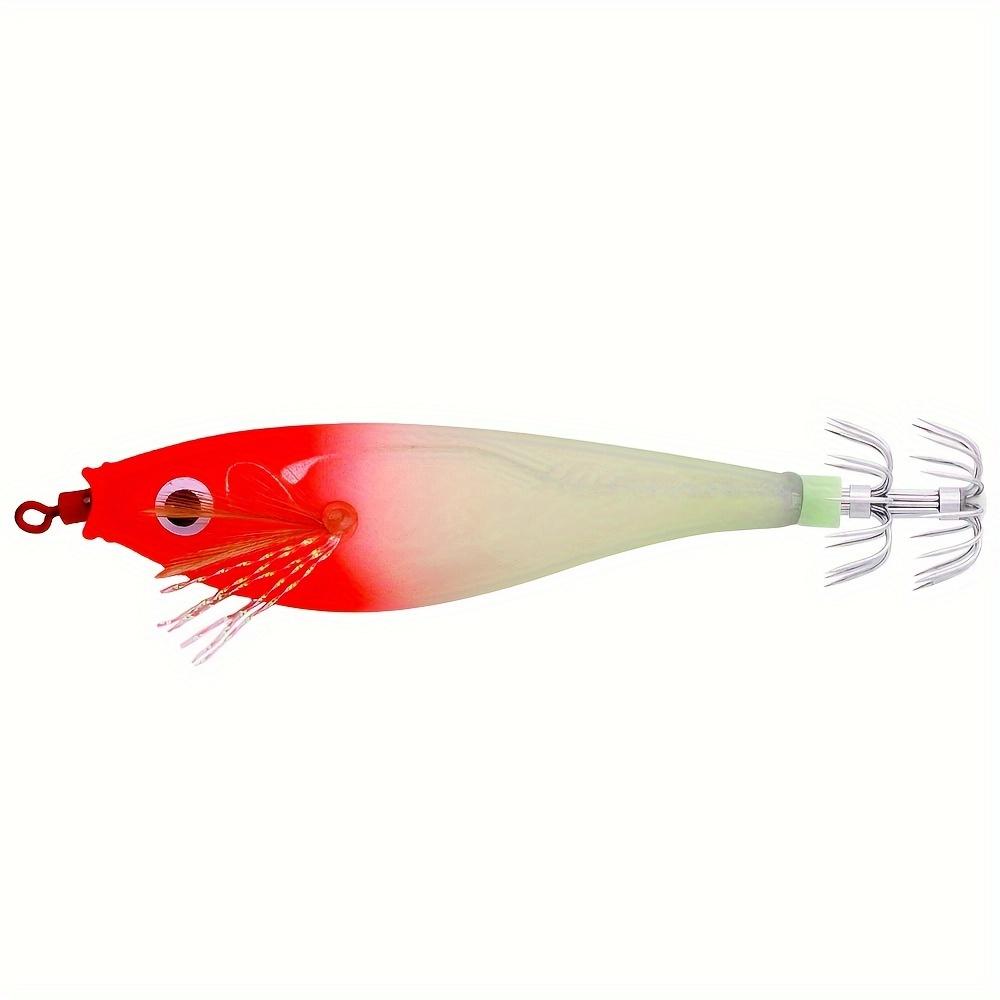 1Pcs Luminous Squid Jig 3.74in (9.5cm) 10g, Multi-Color PVC Fishing Lure Sharp Hooks Lines Sea Fishing Bait Squid Fishing Lures