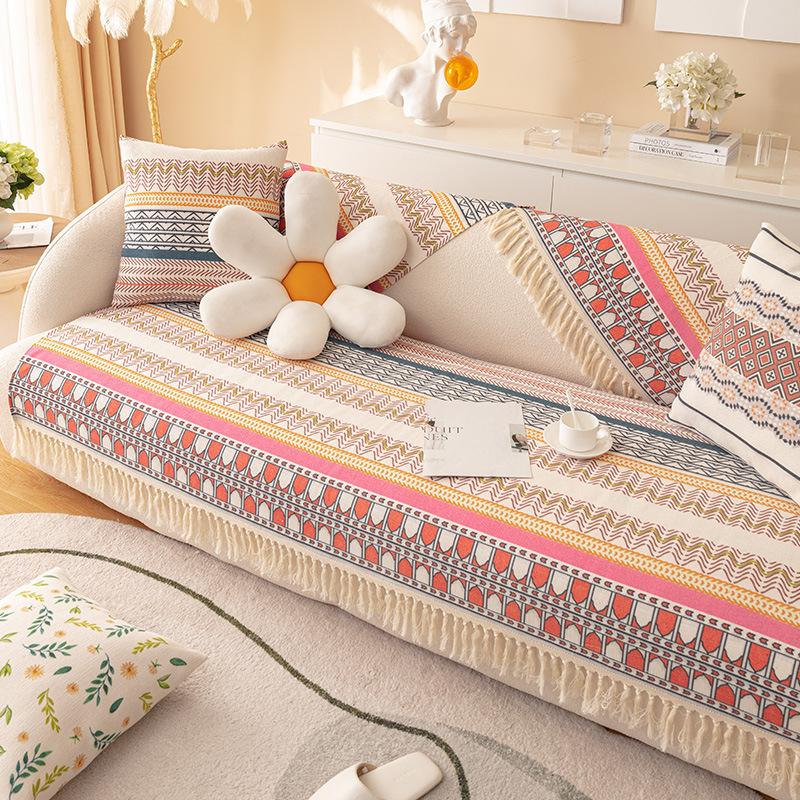 Подушка для дивана из хлопкового льна Four Seasons Universal Bohemian Ethnic Ins Style, полотенце для спинки, полный чехол, нескользящий чехол для дивана, чехол