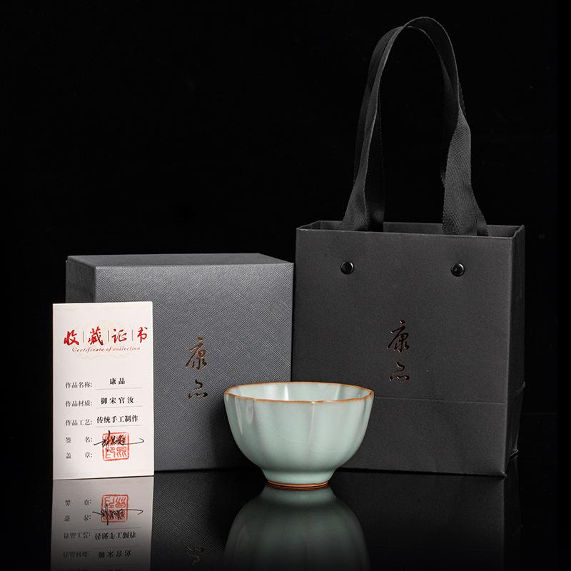 Ru kiln master cup teacup opening single cup ceramic tea tasting cup kung fu tea set tea bowl tea cup business advertising gifts