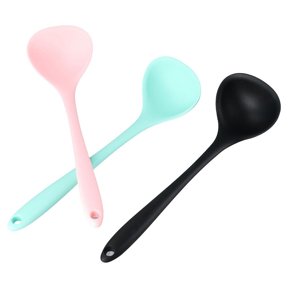 Heat Resistant Curved Handle Non-stick Dinnerware Tableware Soup Ladle Serving Spoon Scoop