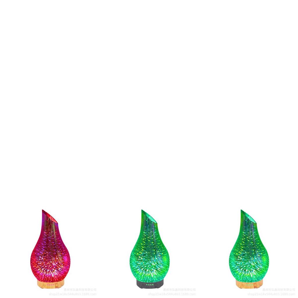 Креативный 3D Стеклянный Ультразвуковой Увлажнитель Холодного Пара с Текстурой Дерева для Дома 7 Цветов Ночник Диффузор Эфирных Масел Форма Вазы