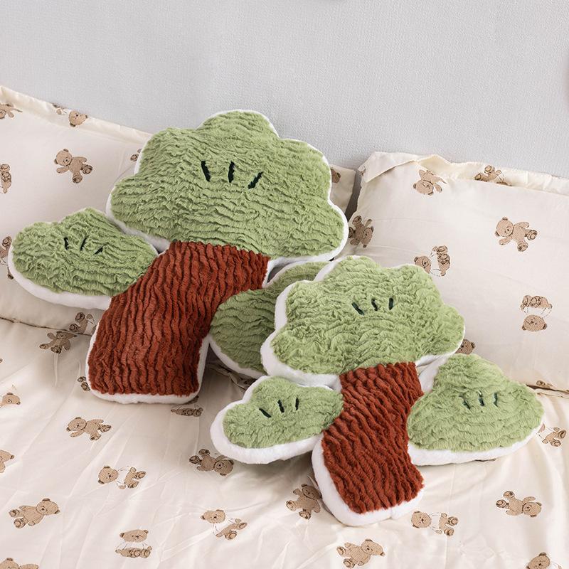 New Chinese Style Relaxing Tree Plush Pillow Fir Doll Bedroom Sofa Bedside Soft Cushion Office Lunch Break Pillow