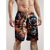 Summer 3D Skull Pattern Print Shorts Fashionable Casual Beach Men's Shorts