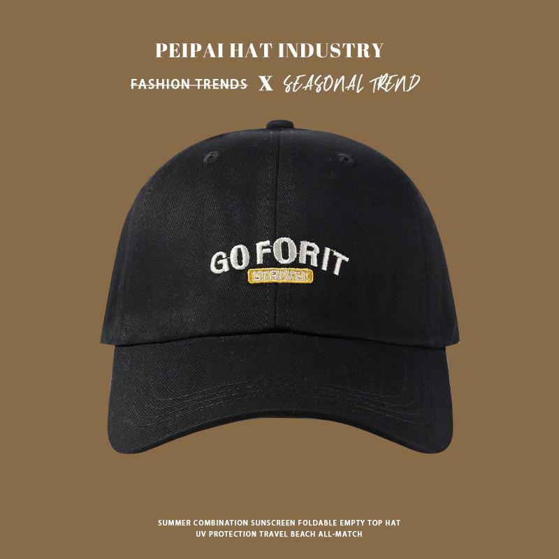 Baseball cap enlarged and deepened to show the face, small travel versatile soft top wide brim embroidered cap