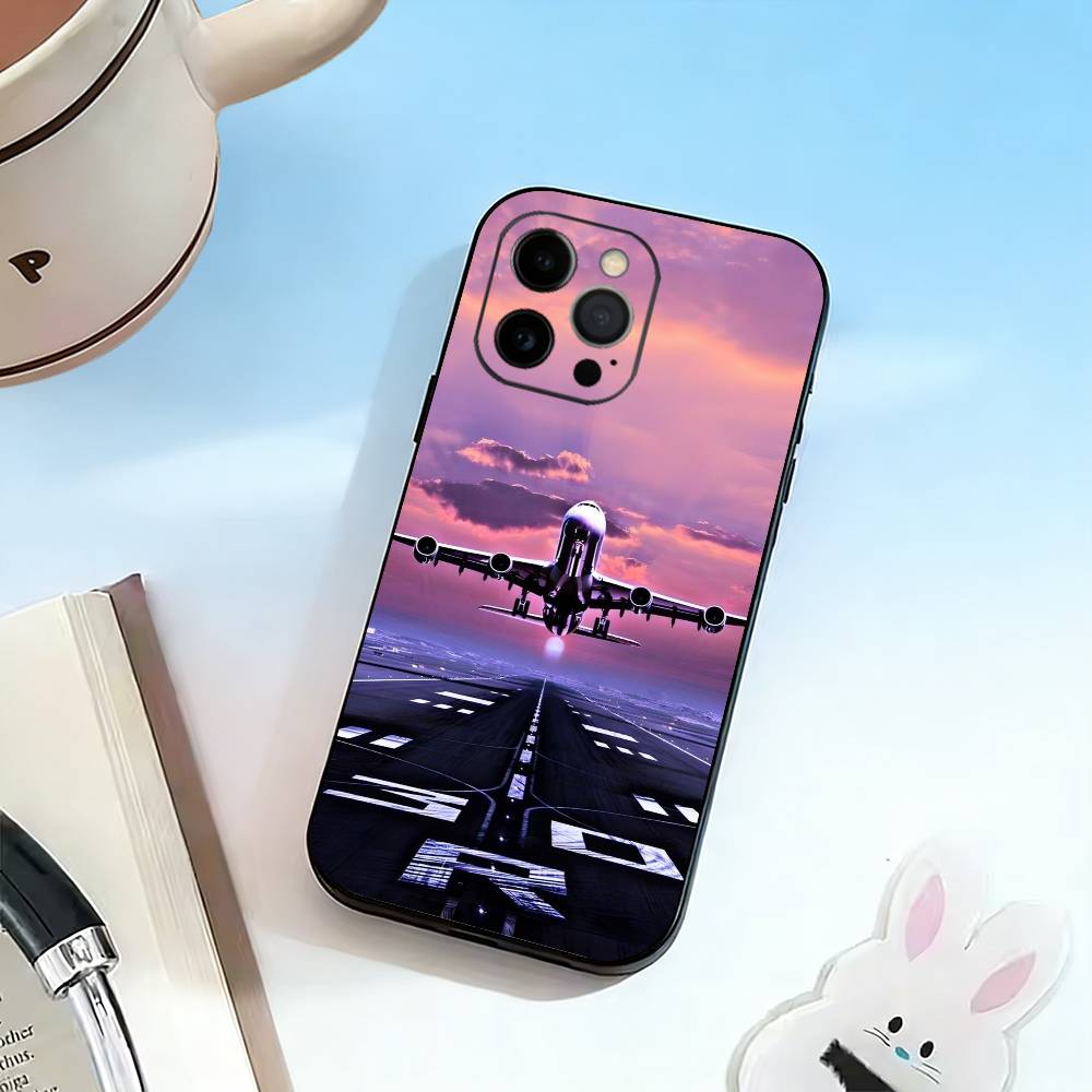 A-Самолет Самолет Чехол для телефона для iPhone 17, 16, 15, 14, 13, 12, 11 Plus, Pro Max, Другие Мягкий черный чехол