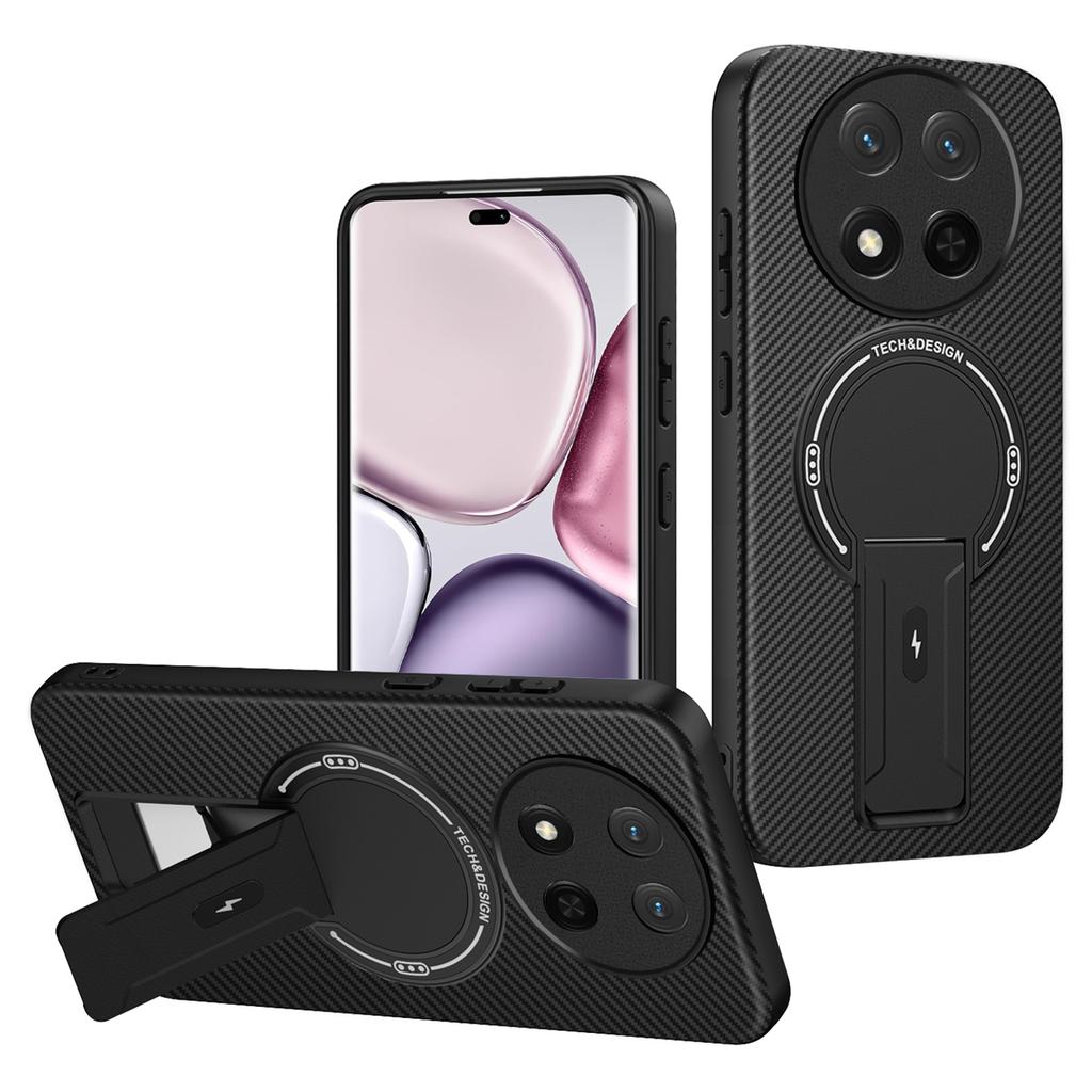 Чехол для телефона Honor X9c 5G/X60 Pro 5G/Magic7 Lite 5G с текстурой углеродного волокна, PC+TPU накладка с подставкой