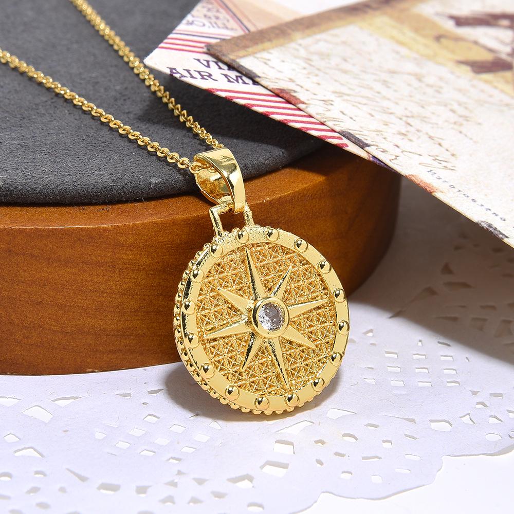 Ретро Медь Циркон Сердце и Звезда Луна Ожерелье Подвеска для Мужчин и Женщин