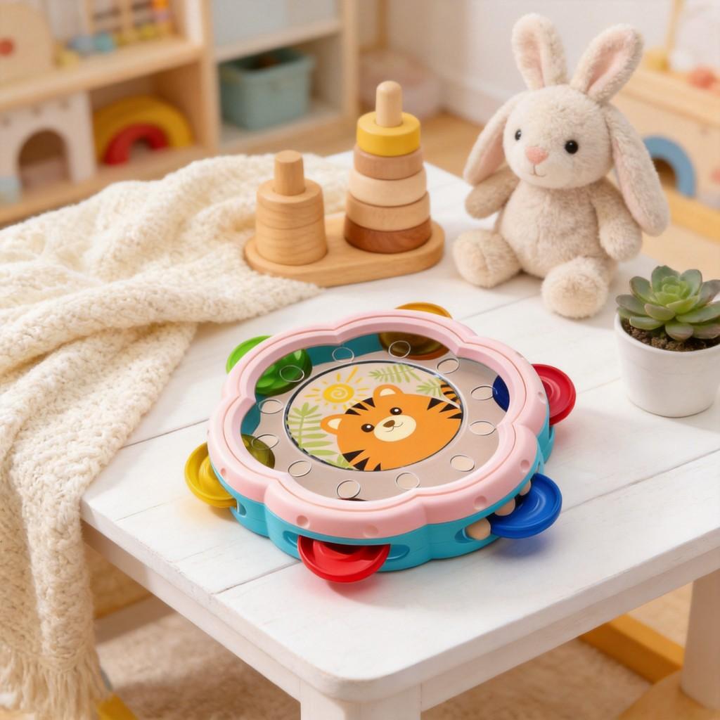 Toddler Handheld Drummer With Plastic Construction For Cognitive And Motor Skills Enhancement