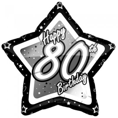 Creative Party С 80-летием Черно-серебряный шар-звезда