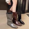 Модные женские ботильоны на плоской подошве с квадратным носком, дизайнерская обувь, модные зимние новинки 2025, повседневные, уютные готические челси, женские ботинки