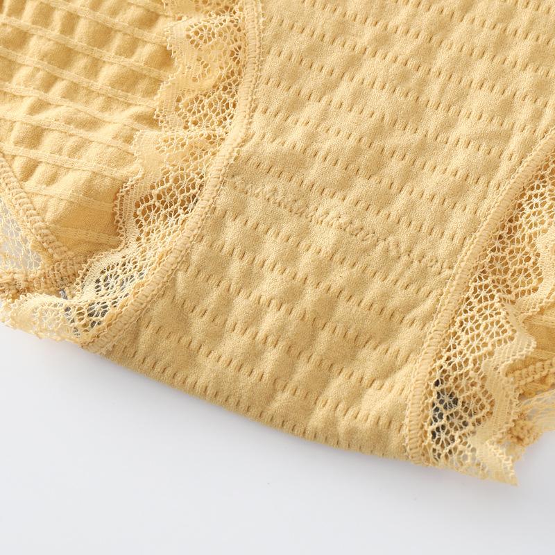 Bubble Pants Seamless Seamless Graphene Bare Ammonia Breathable Mid Waist Briefs Solid Color Lace Knickers Women's Triangle Panties